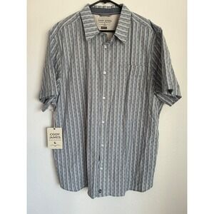 Cody James Mens Western Short Sleeve Button Up Shirt Size 2XL Light Blue Stripe